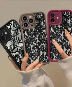 Sexy Lace Pattern Silicone Couple Phone Case For IPhone 17 14 15 16 Pro Max Plus 16E 12 13 Mini 17 Air Lens Protection Covers