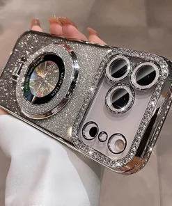 Alternative view of Suitable for iPhone17/16/15/14/13/12/11 Case With Lens Film 16 Anti-drop 15 Rhinestone Glitter Magnetic Stand