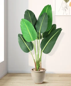 Alternative view of 4Ft Aritificial Bird of Paradise Plant Fake Tropical Palm Tree with 8 Trunks