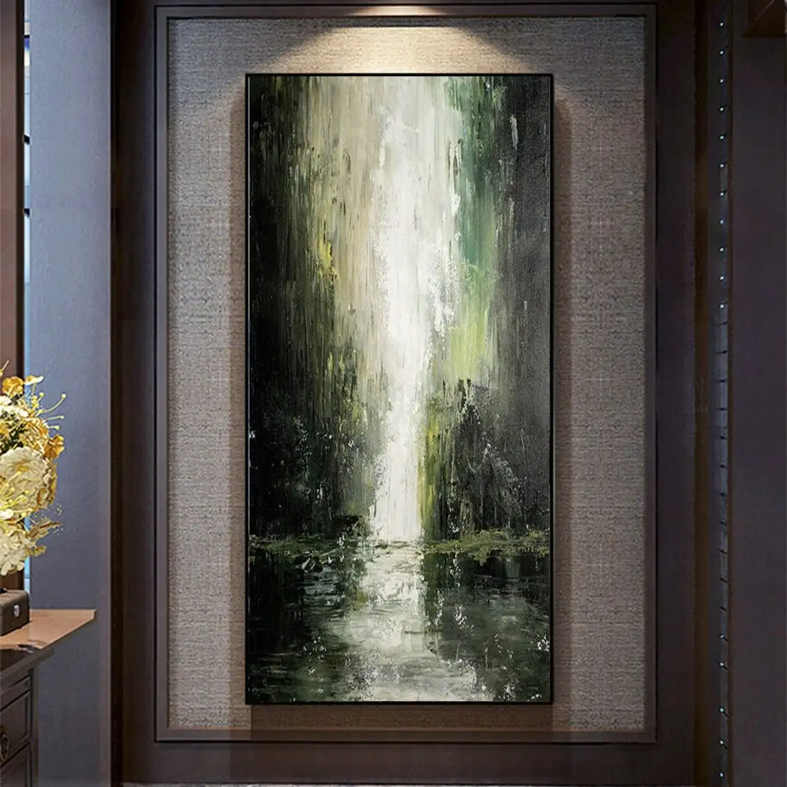 Abstract Waterfall Landscape Oil Painting Hand Painted Canvas - Image 6