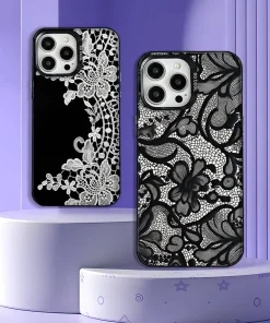 Lace Vintage Pattern Phone Case For iPhone 17,16,15,14,13,12,11,Pro,Max,Plus,E,Air,Mini Black Tpu Cover