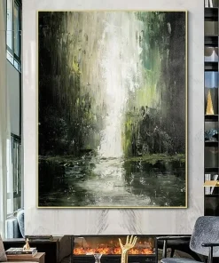 Abstract Waterfall Landscape Oil Painting Hand Painted Canvas