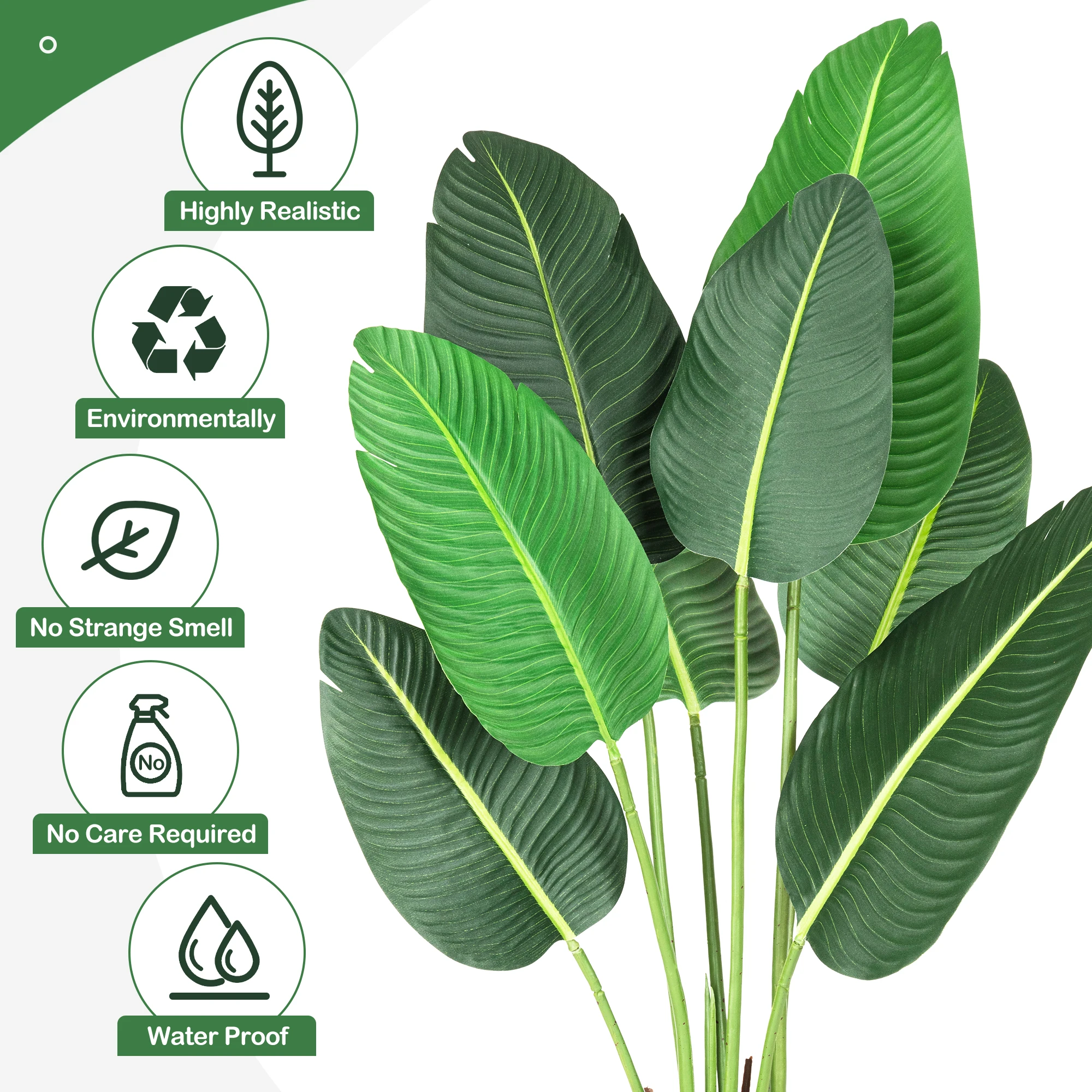 4Ft Aritificial Bird of Paradise Plant Fake Tropical Palm Tree with 8 Trunks - Image 4