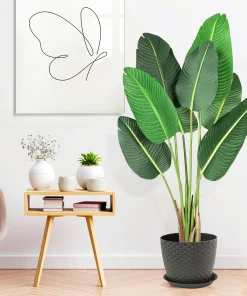 4Ft Aritificial Bird of Paradise Plant Fake Tropical Palm Tree with 8 Trunks